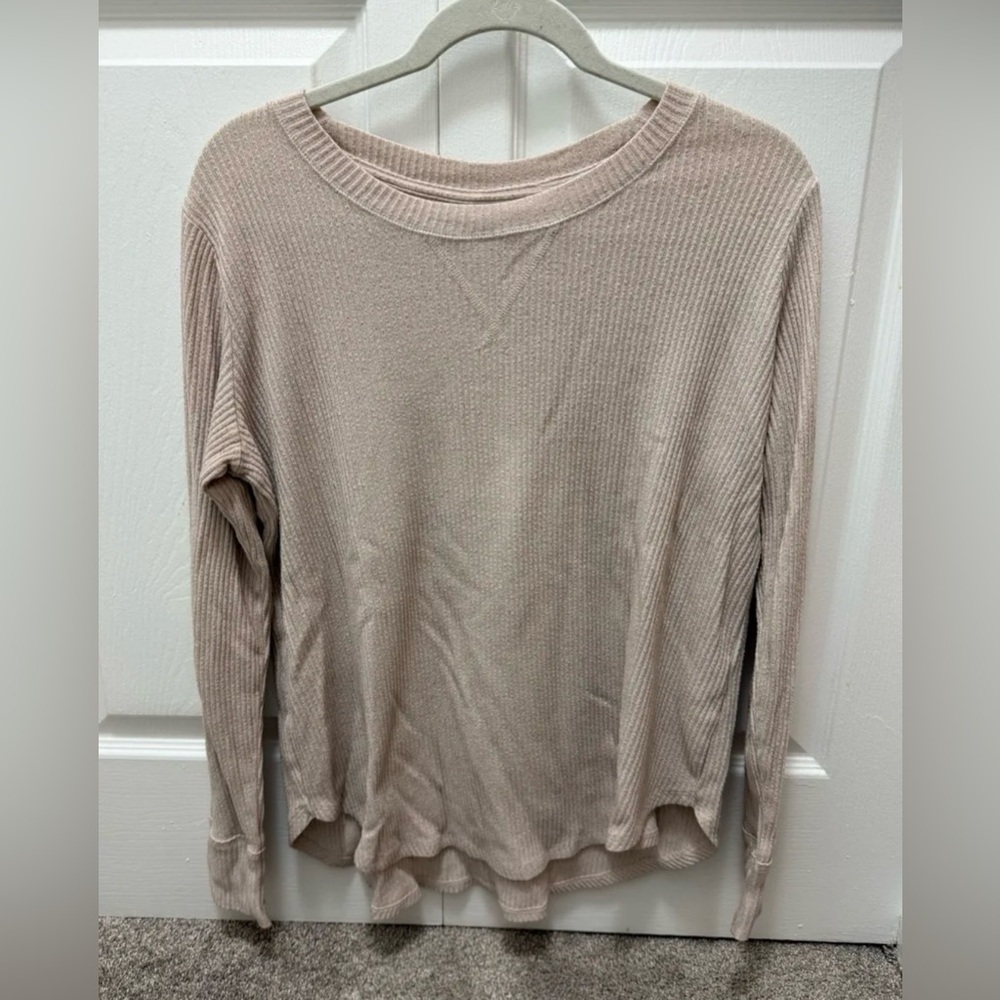 Abercrombie & Fitch Cream Ribbed Knit Top
